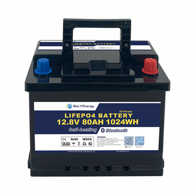 হালকা ওজন নকশা ইনস্টল করা সহজ 3000 চক্র 12V80Ah LiFePo4 ব্যাটারি নৌকা জন্য