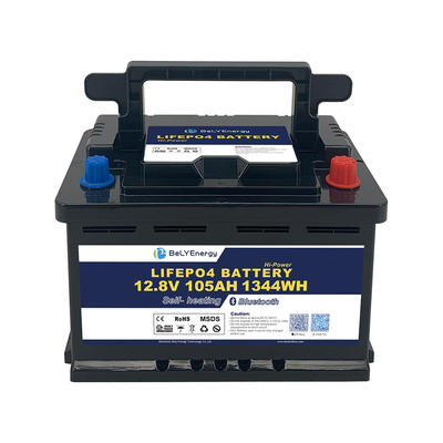 আরভি কারভ্যান লিথিয়াম ব্যাটারি 12V 105AH সৌর সঞ্চয়স্থান বিটি এবং BELY দ্বারা অভ্যন্তরীণ গরম সঙ্গে